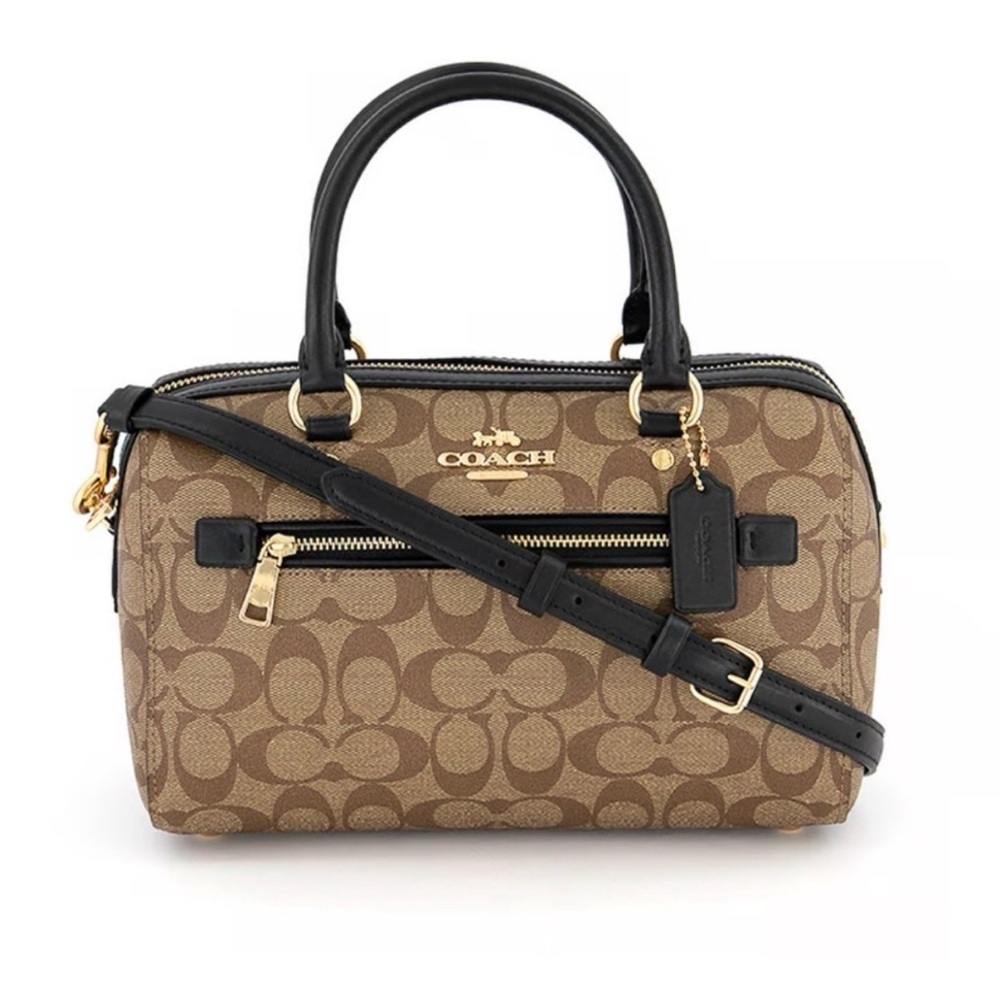 Coach Signature Brown and Black Satchel